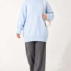 Ribbed Crew Neck Knit Tunic Baby Blue – Bild 2