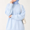 Ribbed Crew Neck Knit Tunic Baby Blue – Bild 3