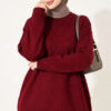 Ribbed Crew Neck Knit Tunic Burgundy