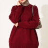 Ribbed Crew Neck Knit Tunic Burgundy – Bild 3