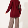 Ribbed Crew Neck Knit Tunic Burgundy – Bild 4