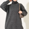 Ribbed Crew Neck Knit Tunic Smoke