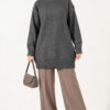 Ribbed Crew Neck Knit Tunic Smoke – Bild 2