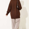 Ribbed Crew Neck Knit Tunic Brown - Afbeelding 4