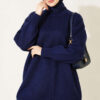 Ribbed Crew Neck Knit Tunic Navy Blue – Image 3