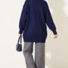 Ribbed Crew Neck Knit Tunic Navy Blue – Image 4