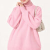 Ribbed Crew Neck Knit Tunic Pink