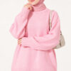 Ribbed Crew Neck Knit Tunic Pink - Imagen 3