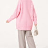 Ribbed Crew Neck Knit Tunic Pink - Imagen 4