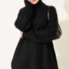 Ribbed Crew Neck Knit Tunic Black