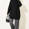 Ribbed Crew Neck Knit Tunic Black – Image 2