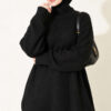 Ribbed Crew Neck Knit Tunic Black – Image 3