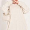 Ribbed Crew Neck Knit Tunic Stone
