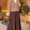 ⁦Ribbed Knit Cardigan with Button Details Beige⁩ - الصورة ⁦2⁩