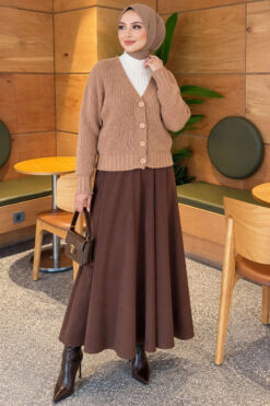 Alternative view of Ribbed Knit Cardigan with Button Details Beige