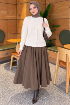 Alternative view of Ribbed Knit Cardigan with Button Details Ecru