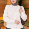 ⁦Ribbed Knit Cardigan with Button Details Ecru⁩ - الصورة ⁦3⁩