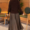 Ribbed Knit Cardigan with Button Details Brown – Image 4
