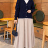 ⁦Ribbed Knit Cardigan with Button Details Navy Blue⁩ - الصورة ⁦2⁩