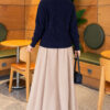 ⁦Ribbed Knit Cardigan with Button Details Navy Blue⁩ - الصورة ⁦4⁩
