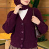 Ribbed Knit Cardigan with Button Details Plum - Afbeelding 3