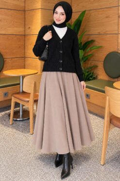Alternative view of Ribbed Knit Cardigan with Button Details Black