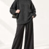 Ribbed Low-Shoulder Knit Tunic Anthracite - immagine 3