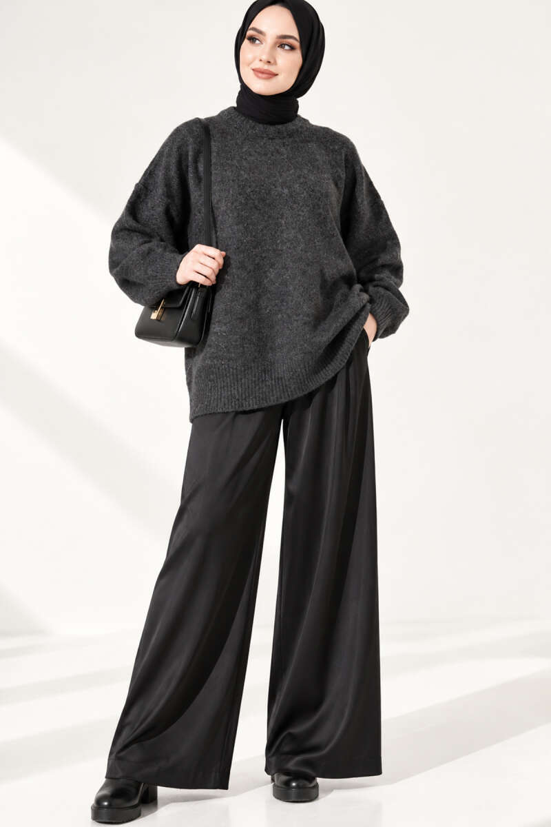Ribbed Low-Shoulder Knit Tunic Anthracite - immagine 3