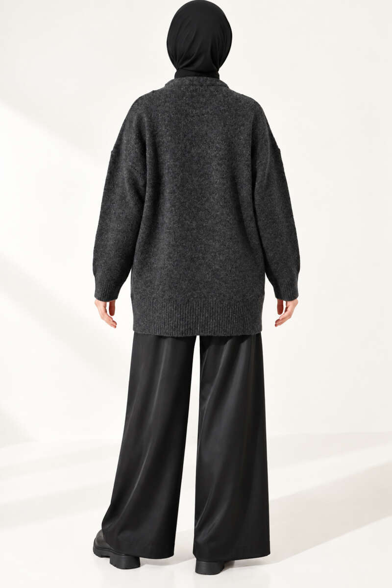 Ribbed Low-Shoulder Knit Tunic Anthracite - immagine 4