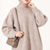 Ribbed Low-Shoulder Knit Tunic Beige - immagine 2