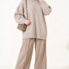 Ribbed Low-Shoulder Knit Tunic Beige - immagine 3