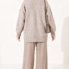 Ribbed Low-Shoulder Knit Tunic Beige - immagine 4