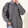 Ribbed Low-Shoulder Knit Tunic Smoke - immagine 2