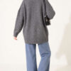 Ribbed Low-Shoulder Knit Tunic Smoke - immagine 4