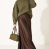 Ribbed Low-Shoulder Knit Tunic Khaki - الصورة 3