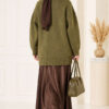 Ribbed Low-Shoulder Knit Tunic Khaki - الصورة 4