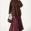 Ribbed Low-Shoulder Knit Tunic Brown – Bild 3