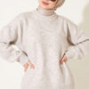 Ribbed Low-Shoulder Knit Tunic Stone