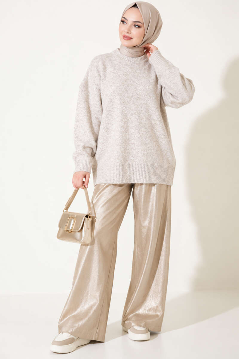 Ribbed Low-Shoulder Knit Tunic Stone - الصورة 3