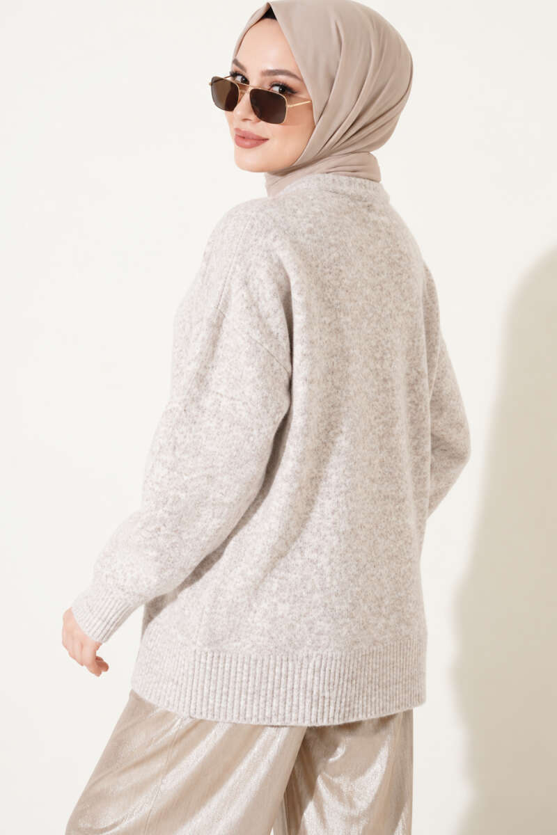 Ribbed Low-Shoulder Knit Tunic Stone - الصورة 4
