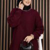 Ribbed Oversized Knit Sweater Burgundy - immagine 2