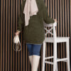 ⁦Ribbed Oversized Knit Sweater Khaki⁩ - الصورة ⁦6⁩