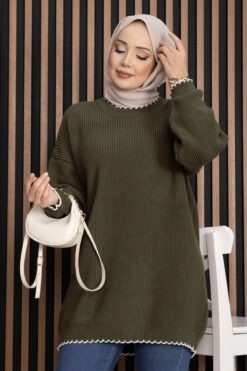 Alternative view of Ribbed Oversized Knit Sweater Khaki