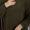 ⁦Ribbed Oversized Knit Sweater Khaki⁩ - الصورة ⁦5⁩