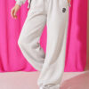 Embroidered Brushed French Terry Jogger Pants Grey – Image 3