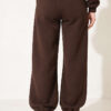 Embroidered Brushed French Terry Jogger Pants Brown – Image 4