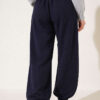 Embroidered Brushed French Terry Jogger Pants Navy Blue - Image 4