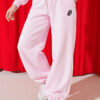 Embroidered Brushed French Terry Jogger Pants Pink - الصورة 2
