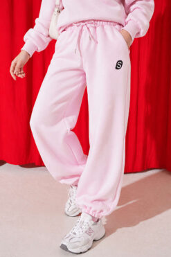 Alternative view of Embroidered Brushed French Terry Jogger Pants Pink