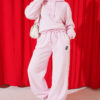 Embroidered Brushed French Terry Jogger Pants Pink - الصورة 3
